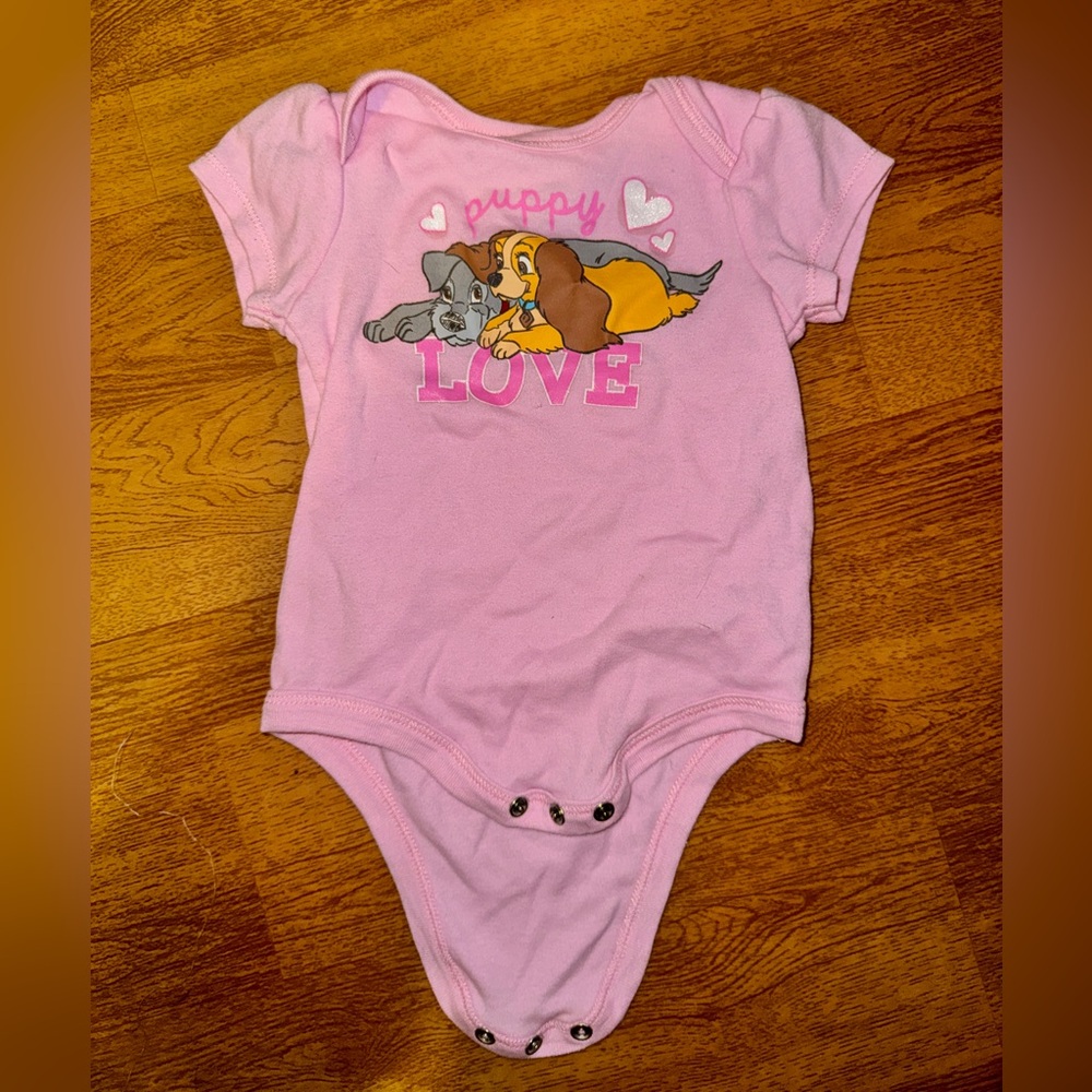 Disney Pink Puppy Love Bodysuit lady and tramp